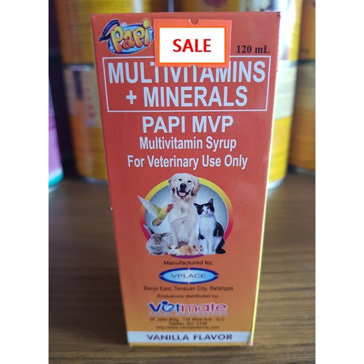 Papi MVP Multivitamins + Minerals Syrup Vanilla Flavor for Pets 120ML