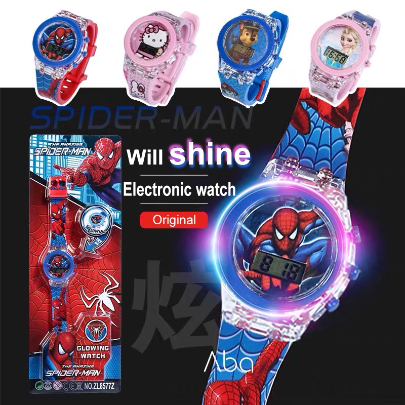 Spiderman Watch for Kids Boy Avengers Electronic Watch with Lights Hello Kitty Watch Girl