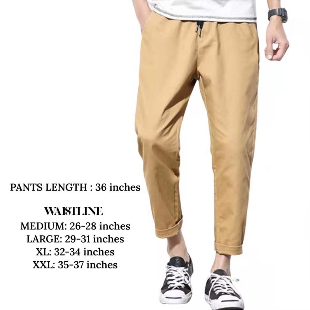 Huilishi Korean Chino Pants for Men Garter Drawstring Khaki Pants Chino