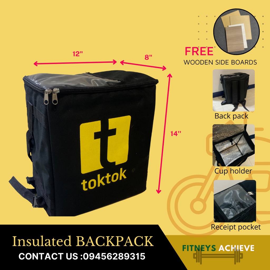SMALL TOKTOK INSULATED THERMAL BACKPACK Delivery bag 12X8X14 Shopee