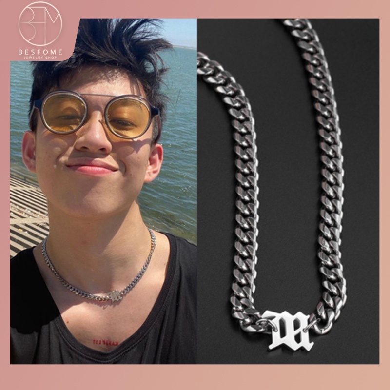 BESFOME Jewelry Silver Cuban Necklace Non Tarnish Stainless Steel