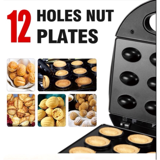 AV3015 Electric Walnut Cake Maker Waffle Maker Automatic 12 Holes Nuts