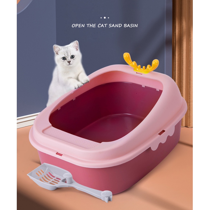 Semienclosed cat pet toilet detachable and easy to clean cat toilet