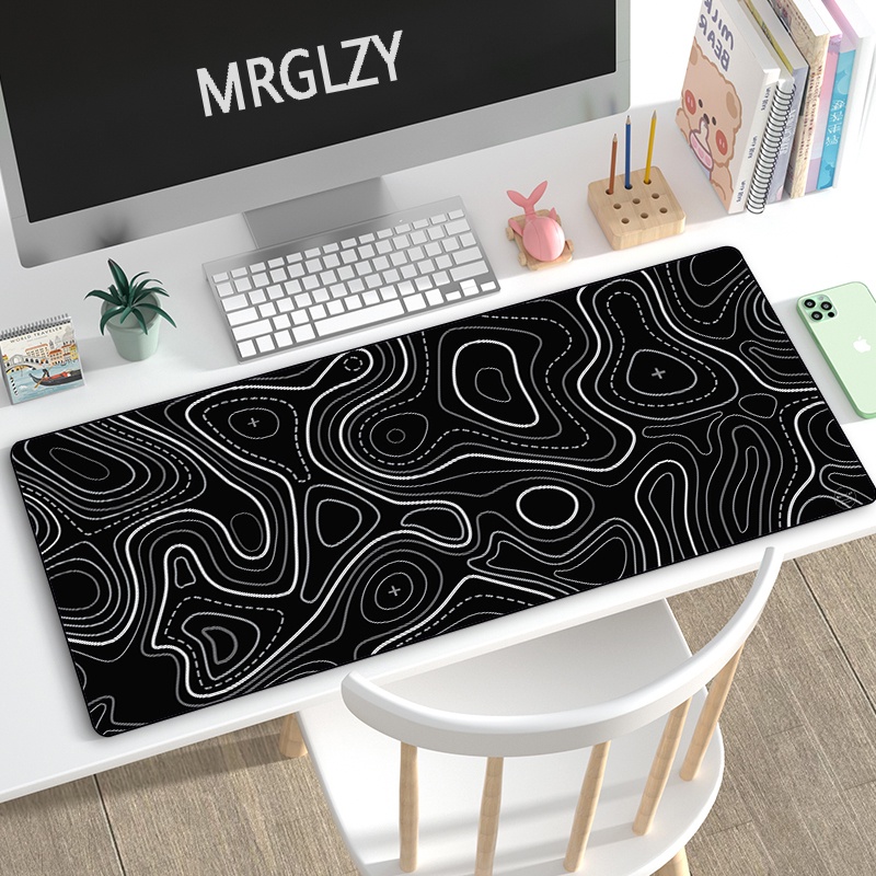 Gaming Mouse Pad Multicolor Contour Map Rubber Keyboard Mousepas Black