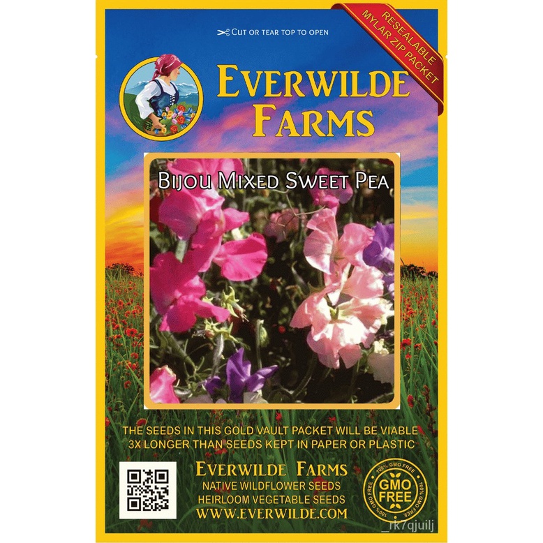 Guaranteed germination rate 50 Bijou Mixed Sweet Pea Wildflower Seeds