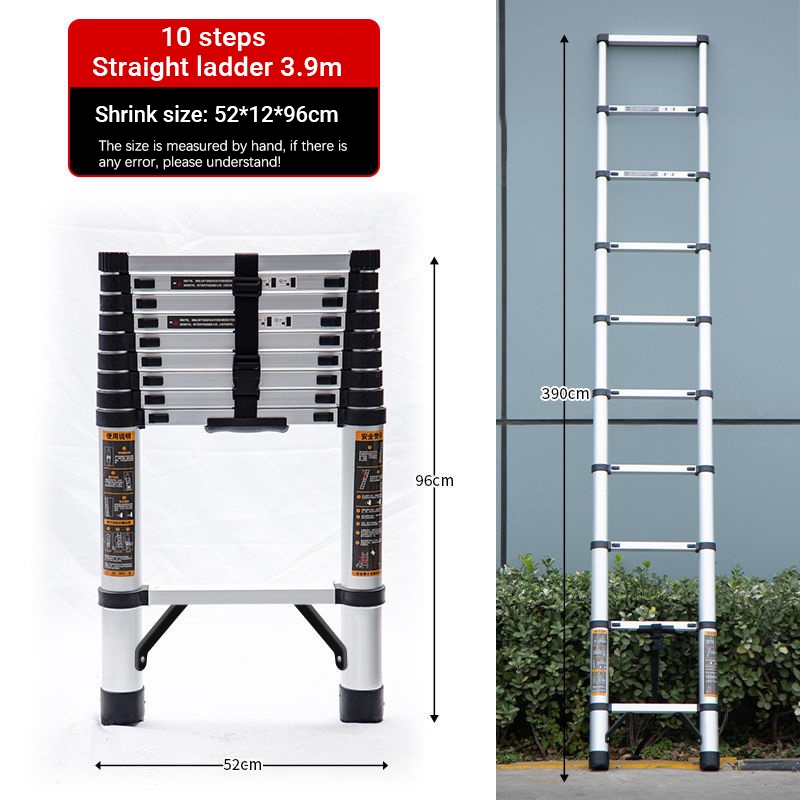Lifting straight ladder multifunctional telescopic ladder home ladder portable aluminum alloy