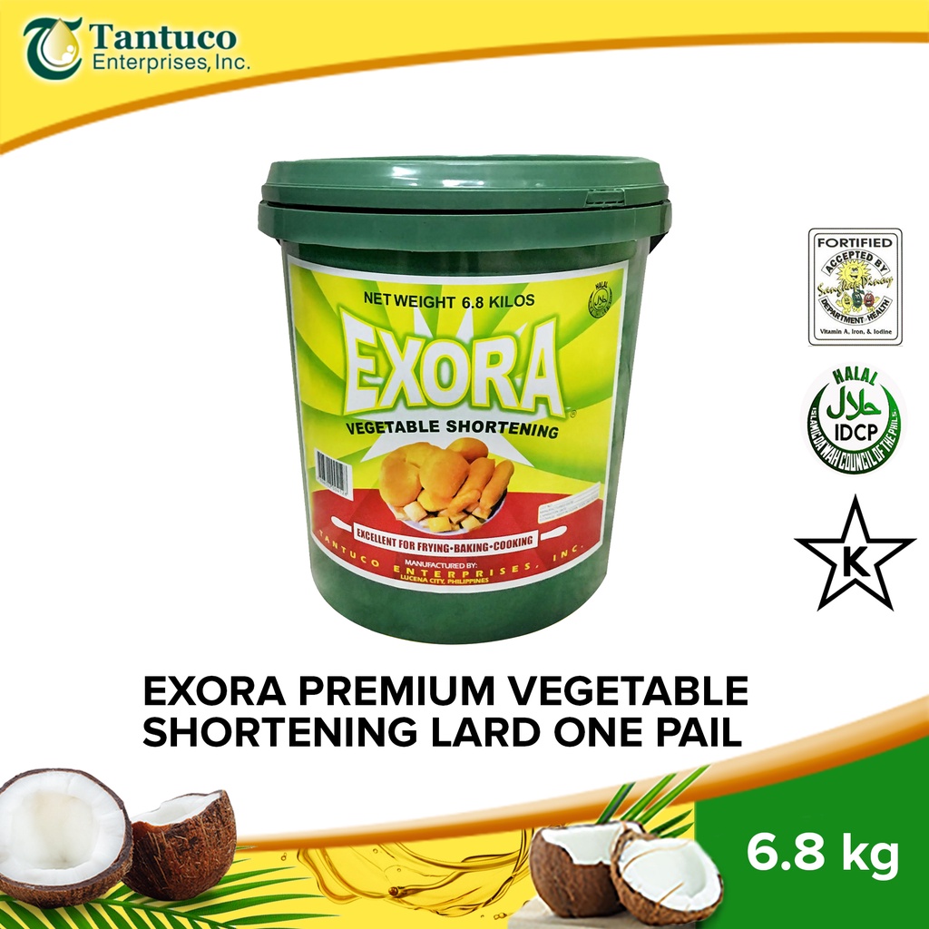 EXORA Premium Vegetable Shortening (Lard) 6.8kg Pail Perfect for Baking and Cooking Shopee