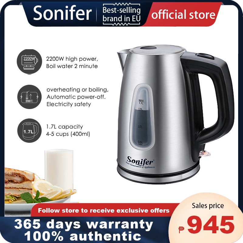 Sonifer electric kettle heater kettle stainless 1.7L Electric Water