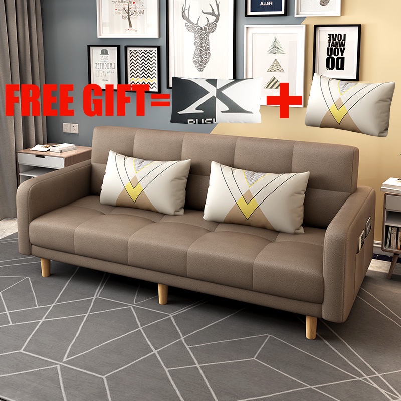 Folding Sofa Bed 34 Seats Fabric Solid Wood Sofa Chair 1.8M Sofa