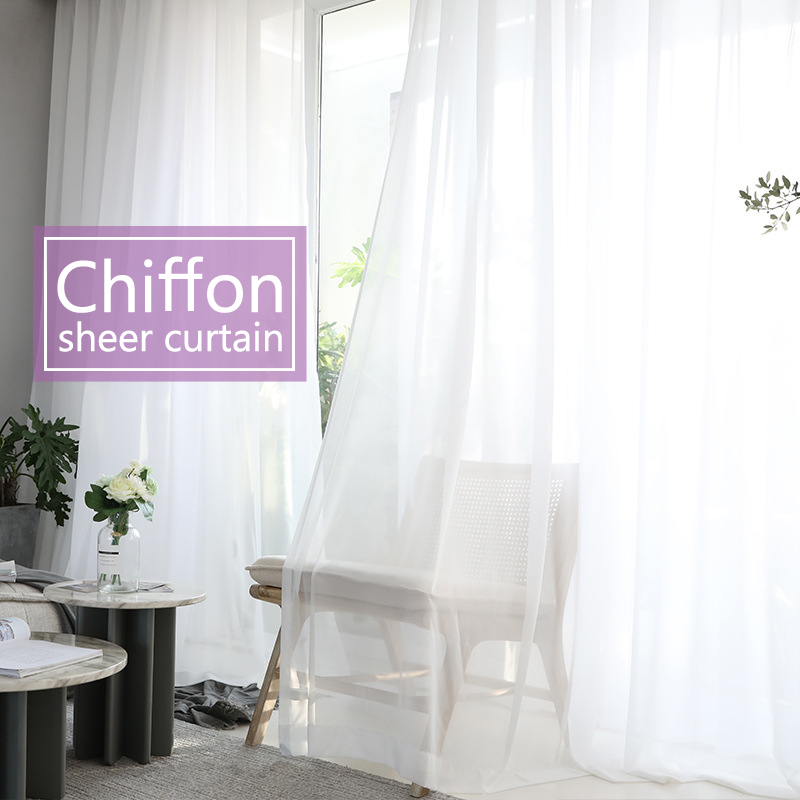 White gauze curtain chiffon gauze curtain hanging feeling good semishading balcony gauze