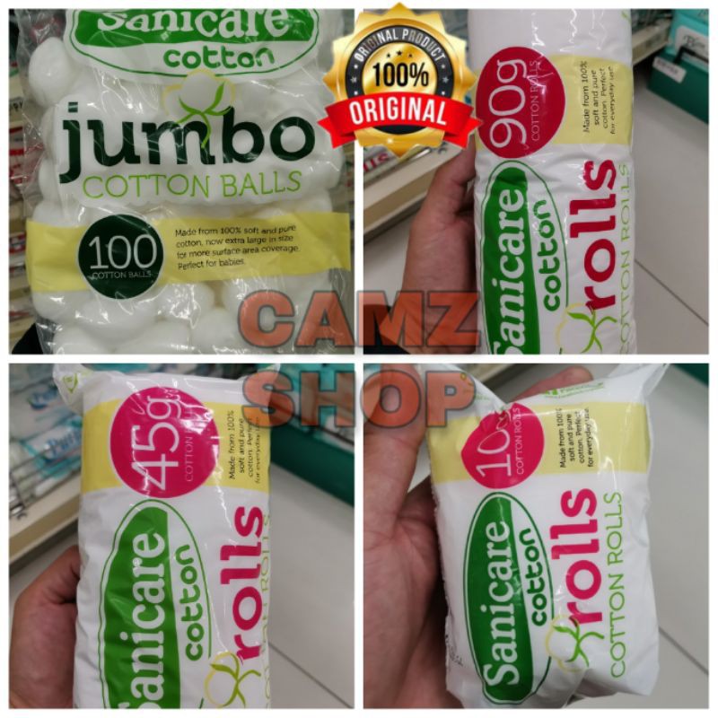 SANICARE Cotton Rolls (10g 45g 90g) (Jumbo100 Cotton Balls) Shopee Philippines