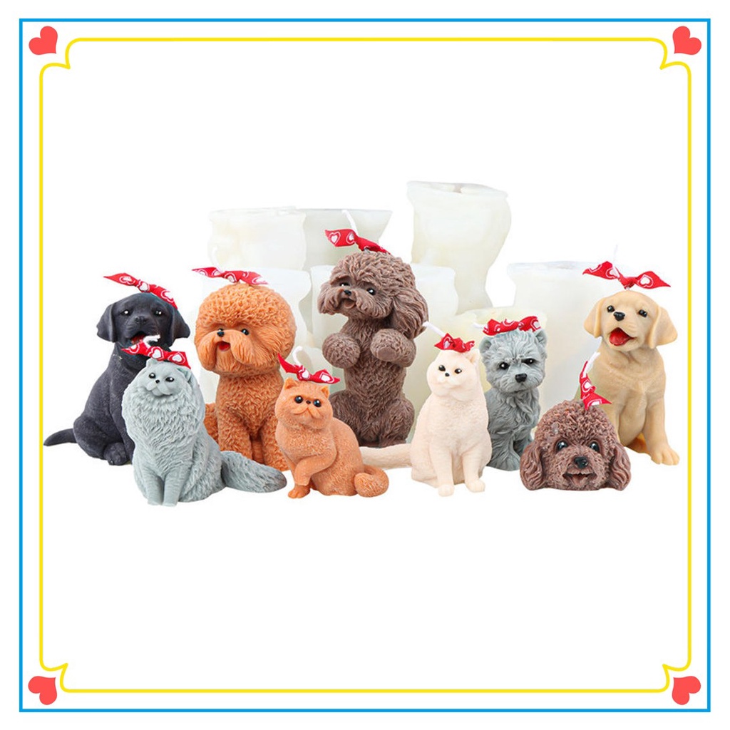 3D Dog Candle Molds Silicone, DIY Simulation Dog Candle Molds for