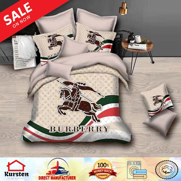 New 4in1 USCotton Burberry Design Bedsheet set Lowest Price