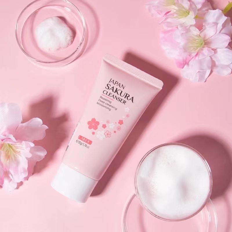 NEW LAIKOU Japan Sakura Foam Cleanser Face Wash Oil Control Brightening Skin Care 50g Shopee