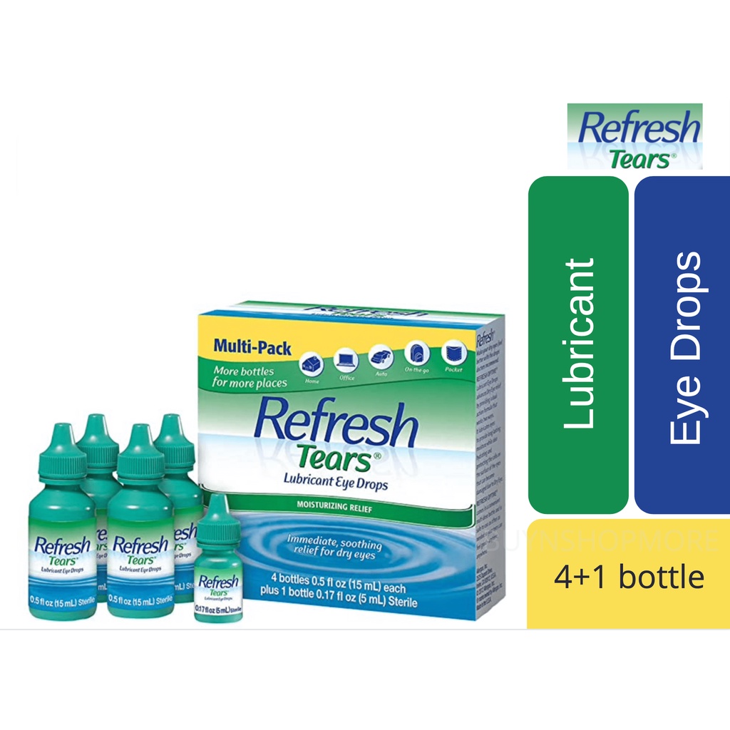 Refresh Tears Lubricant Eye Drops, 4x 15ml Bottles + 1x 5ml Bottle