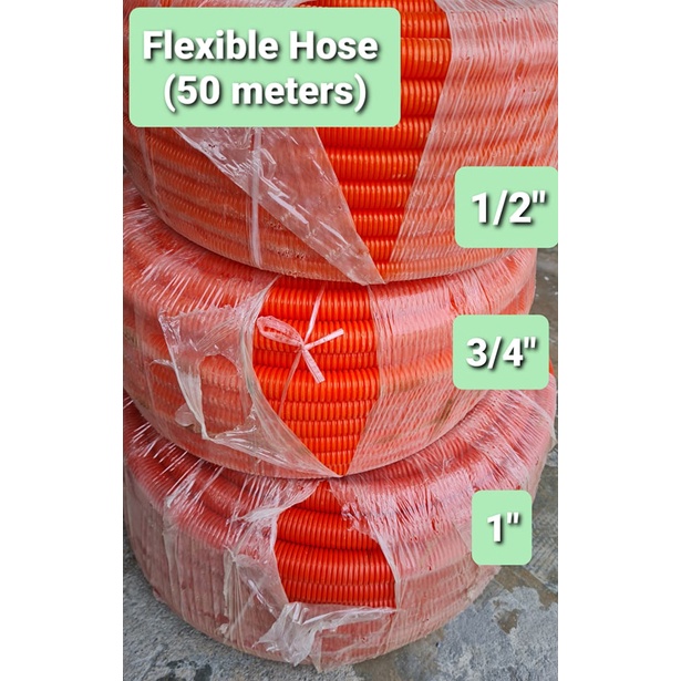 Flexible Hose 1/2" 3/4" 1" (50 meters per roll) Orange Conduit Flexible