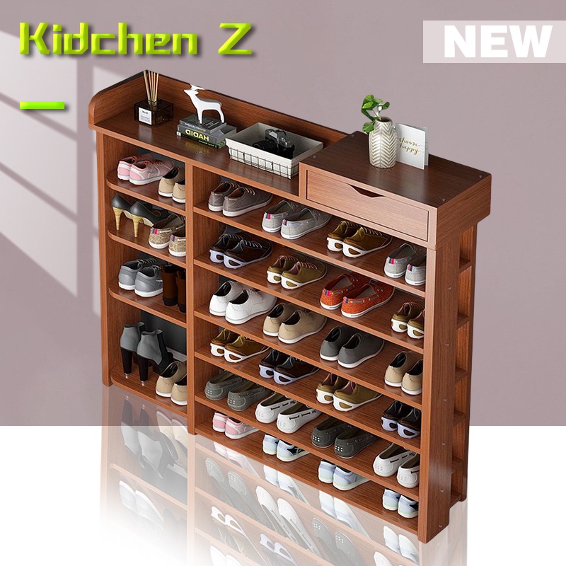 Shoe Rack Storage Box with Drawer Wooden Shelf Wooden Shoe