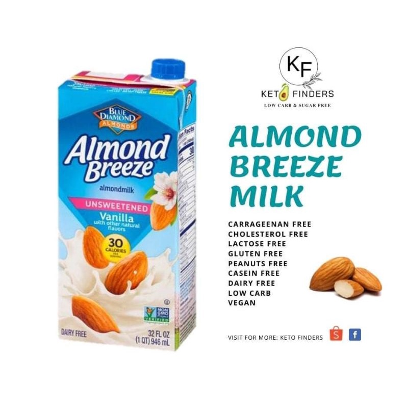 Almond Breeze Unsweetened Vanilla Almond Milk 946ml (Keto, LowCarb
