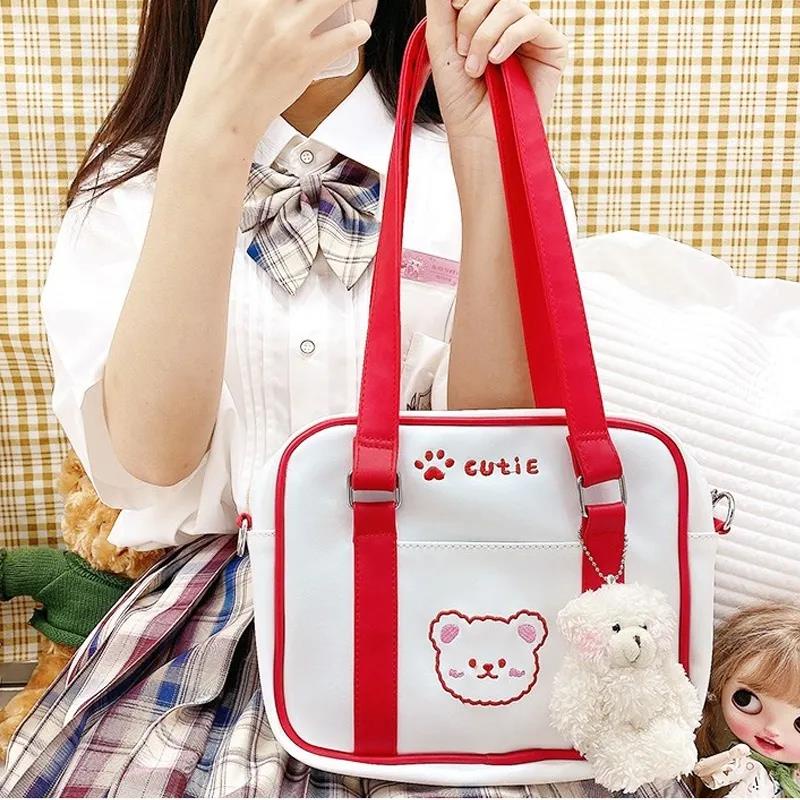 Women Kawaii Messenger Briefcase Girls Students Cute Leather Handbags