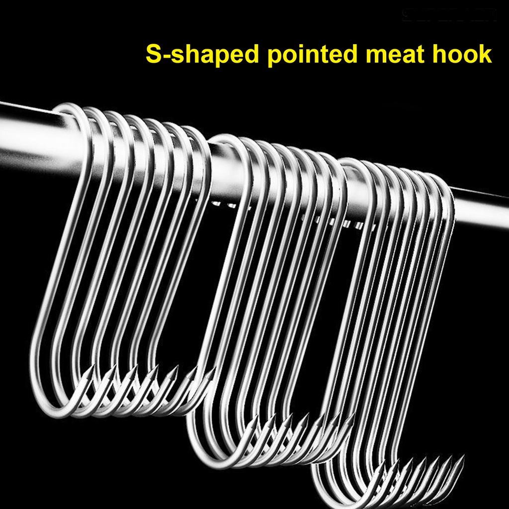 SU310Pcs/Set Meat Hooks Sharp Tip Load Bearing Antirust Stainless