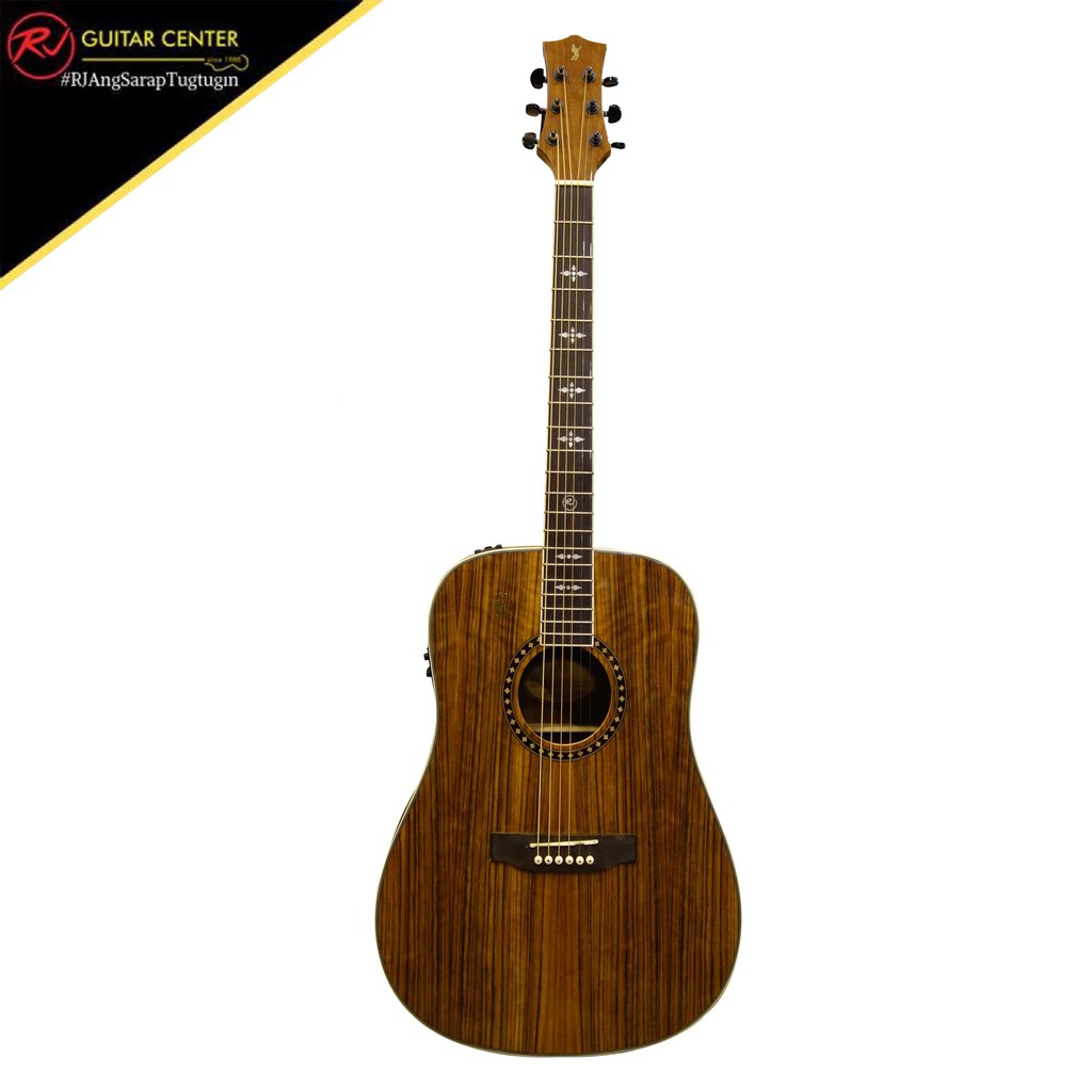 RJ Guitars Premium Acoustics Walnut Natural Glossy with Premium EQ and