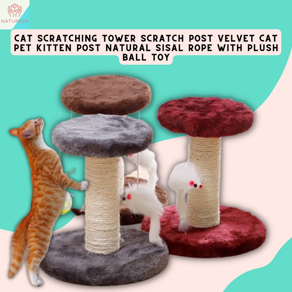Cat Scratching Tower Scratch Post Velvet Cat Pet Kitten Post Natural