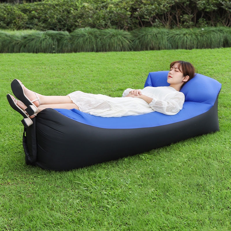 Inflatable Banana Bed With Pillow Folding Sofa Beach Air Bed Portable