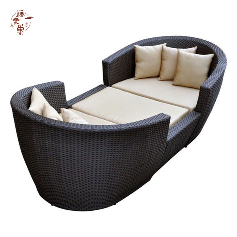 Sun Lounger Outdoor Balcony Outdoor Garden Courtyard Ratten Bed