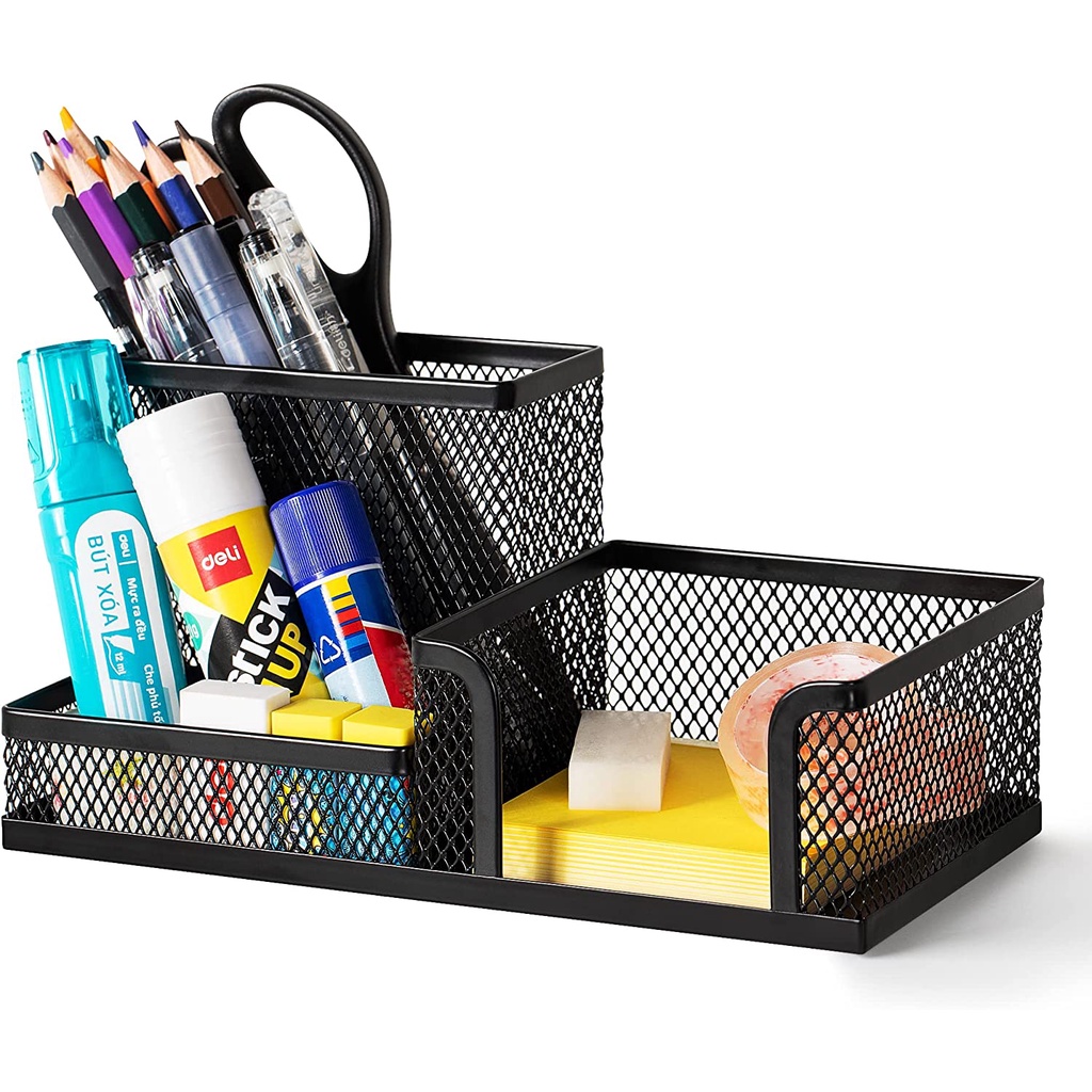Mesh Desk Organizer Office Supplies Caddy with Pencil Holder and