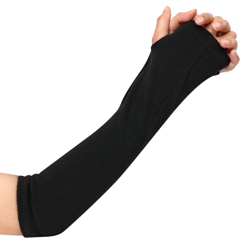 1Pair Unisex Black White Long Gloves / Punk Style Fingerless Arm Sleeve