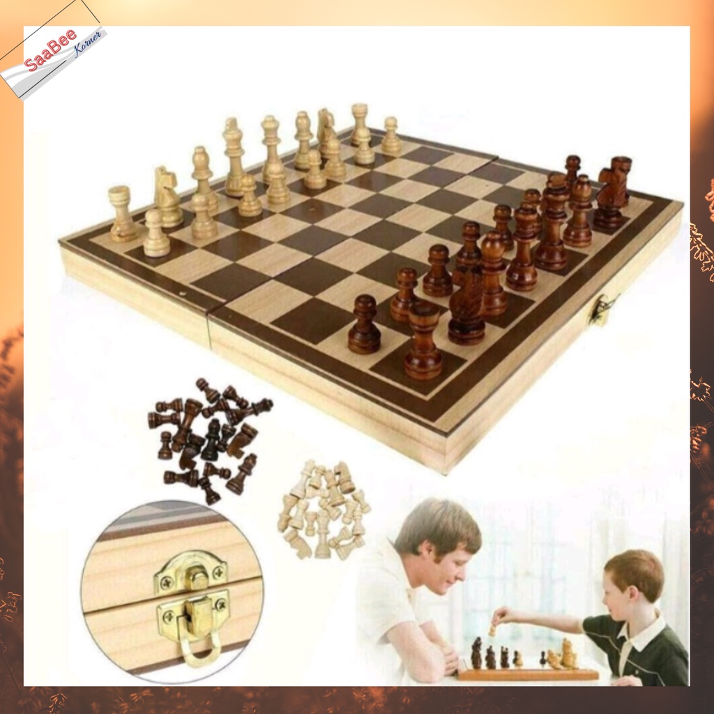 saabee Wooden Folding Chess Set High Quality Chess Board Shopee Philippines