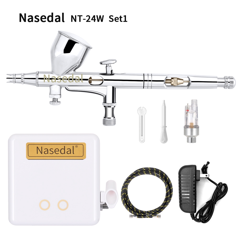 Nasedal Airbrush Spray Gun kit with Auto Stop Air Compressor Makeup