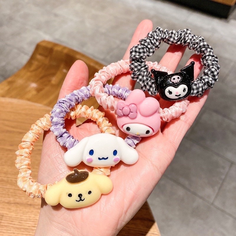Korean Style SCRUNCHIE Ribbon Hair Tie MELODY KITTY KUROMI