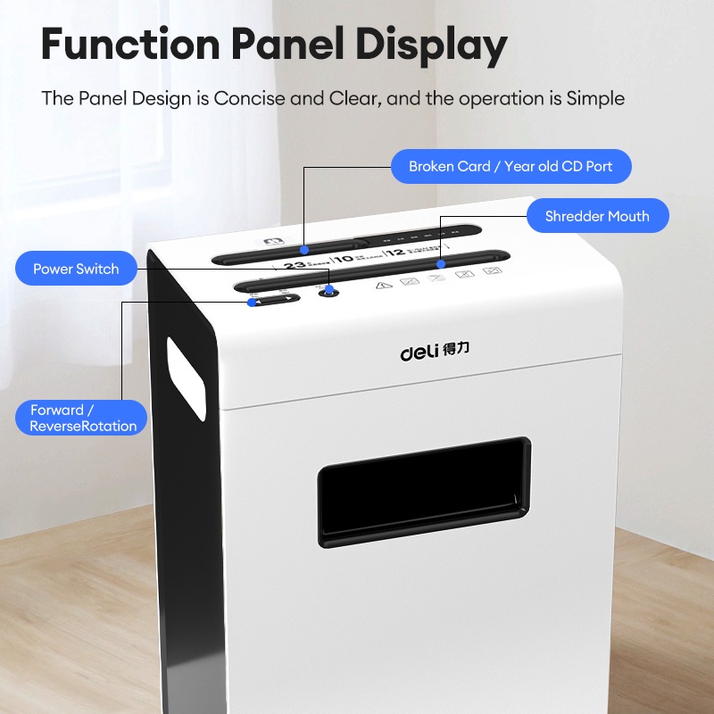 Deli 240W Automatic Paper Shredder Machine Heavy Duty 23L Electric