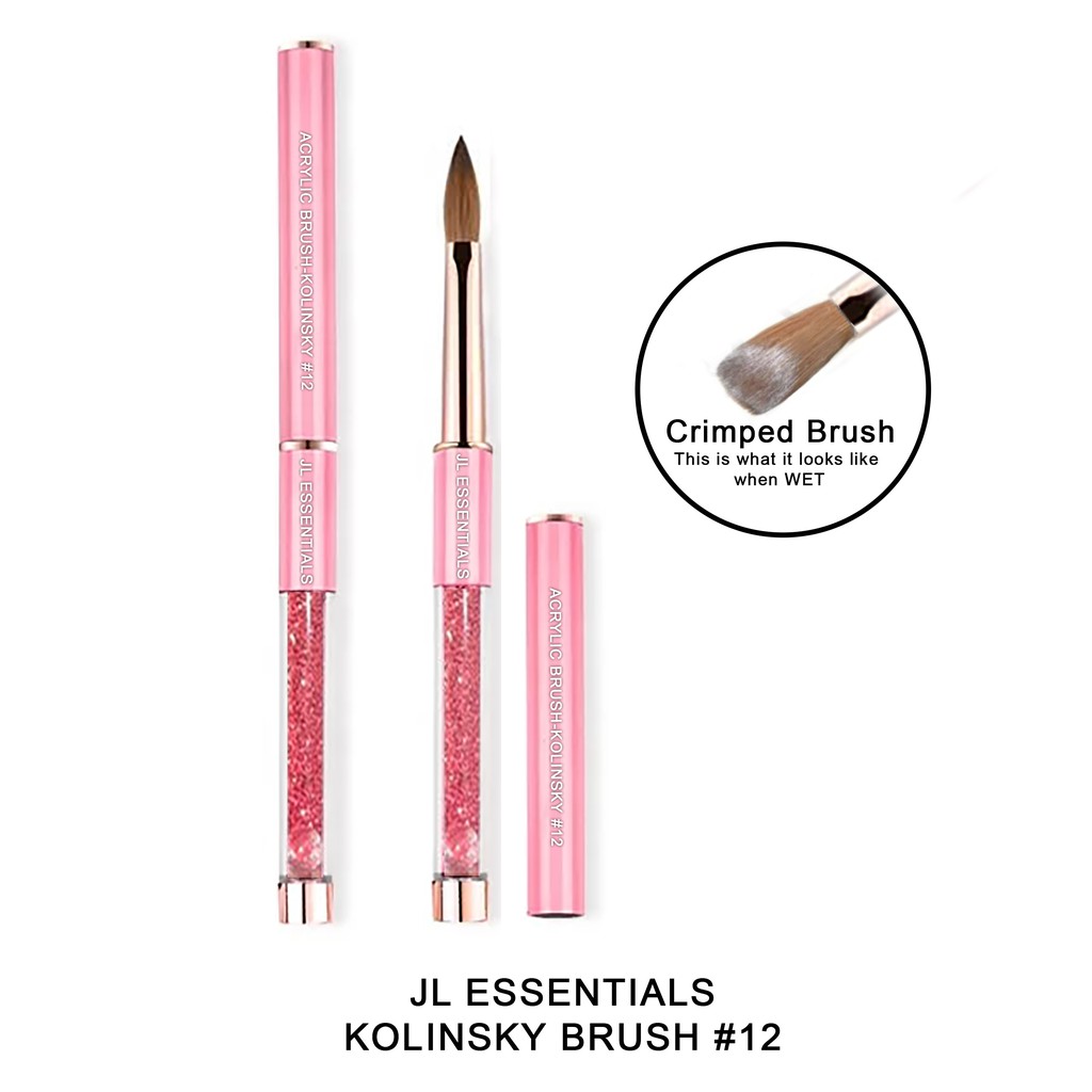 JL Essentials Crimped Acrylic Nail Art Brush Kolinsky Flat Sable Brush
