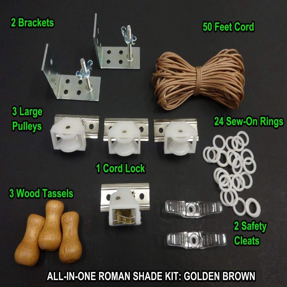 Roman Shade Hardware KIT, in Golden Brown (All The Basics You Need