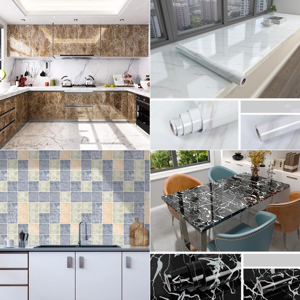 Marble Kitchen decorate Wallpaper Waterproof and Oil proof Stickers