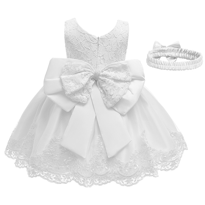 2pcs Set Christening Dress for Baby Girl Gown Dress for Baby Girl White