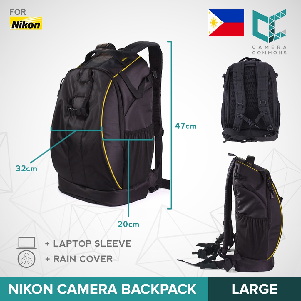 Nikon Camera Backpack Large Bag with Free Rain Cover and Laptop Sleeve for Photography Shopee