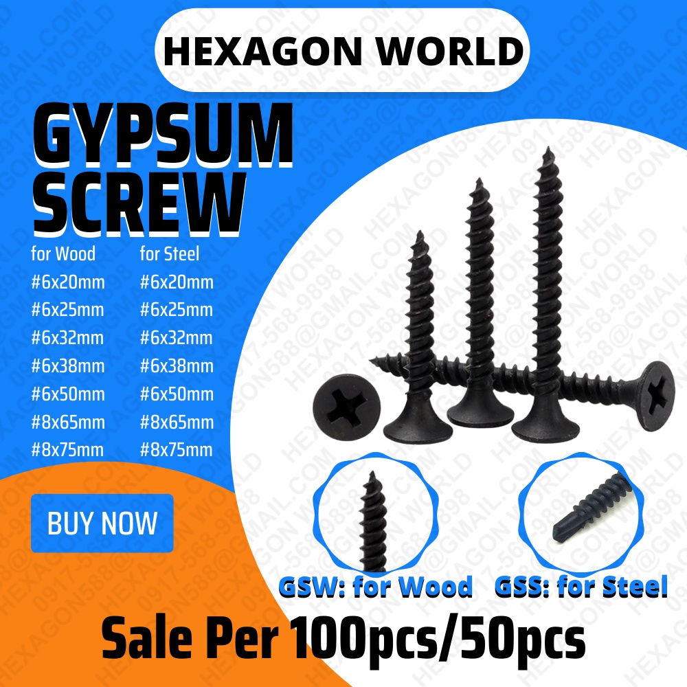 Gypsum Screw 3/4" 1" 11/4" 11/2" 2" 21/2" 3" Black Screw Wood Screw
