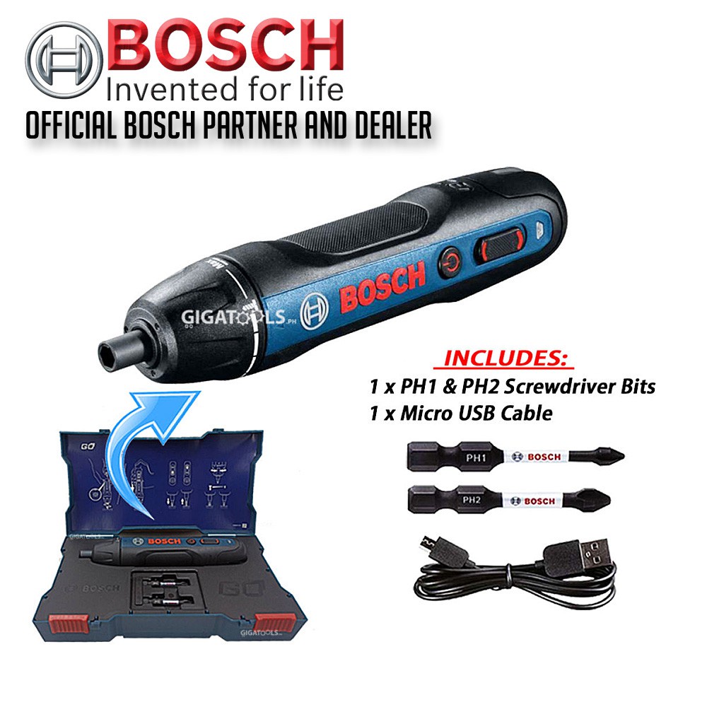 Bosch Go 2 Smart Cordless Screwdriver Kit Set With Mechanical Clutch And Electronic Brake