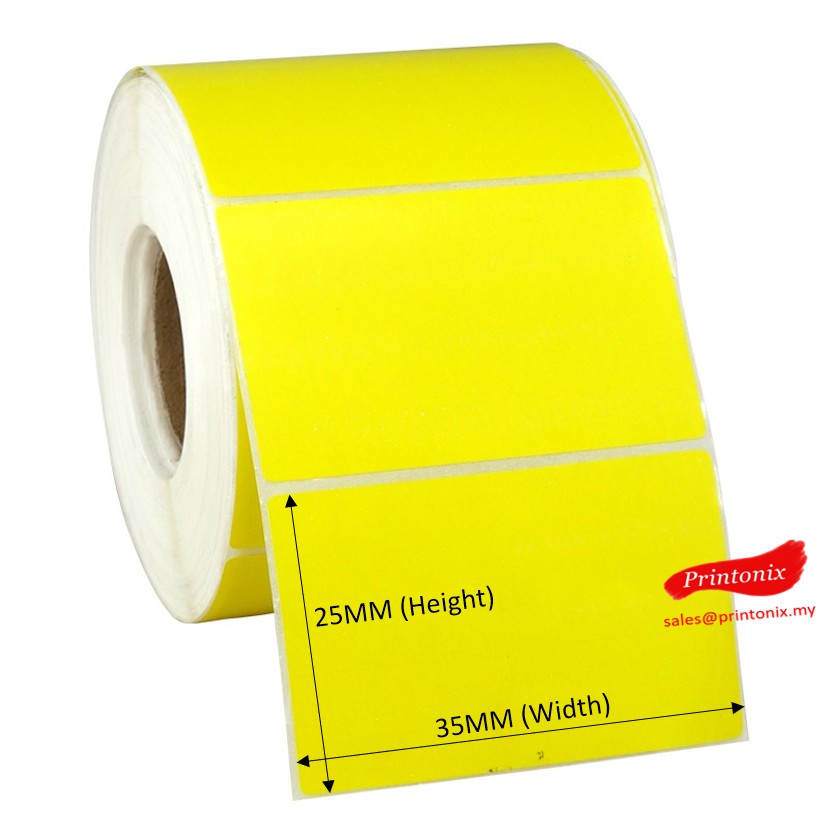 Yellow Barcode Label sticker 35mm x 25mm (2000pcs/roll) blank color