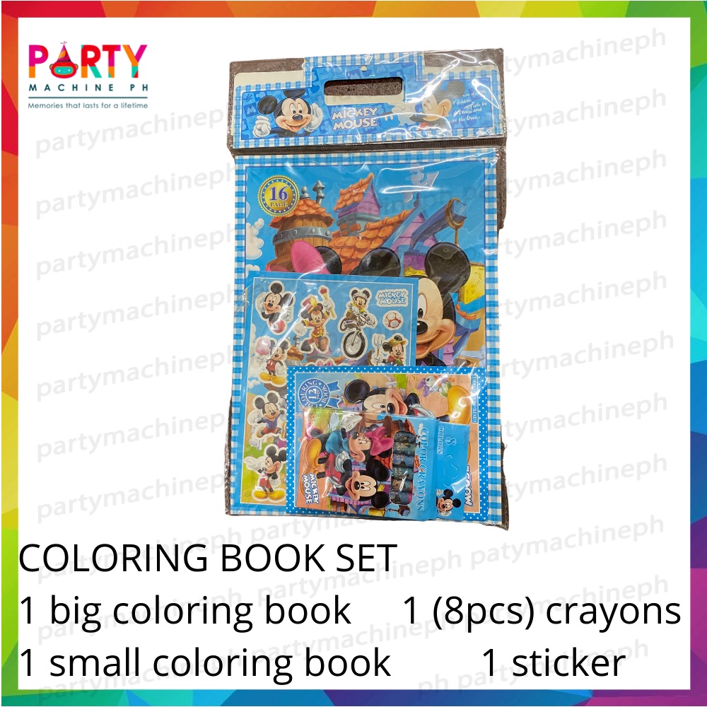 Mickey Mouse Coloring Book Set / Kids Coloring Book with Crayons and