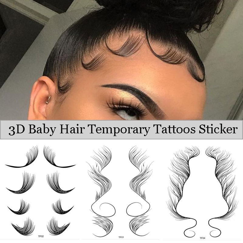 5 Types Hairline Tattoo Stickers Waterproof Baby Hair Edge Temporary Tattoo Sticker Natural