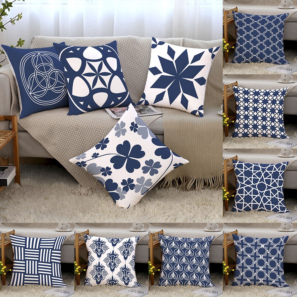 Blue Series Sofa Pillow Cover Home Decoration Pillow Case Living Room
