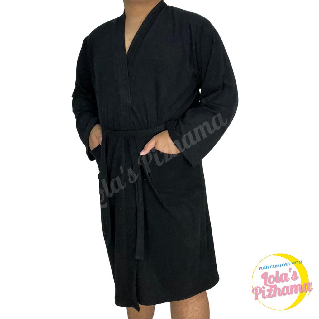 Men's Bath Robe Long Sleeve With Pockets Towelette Plus Size Shopee
