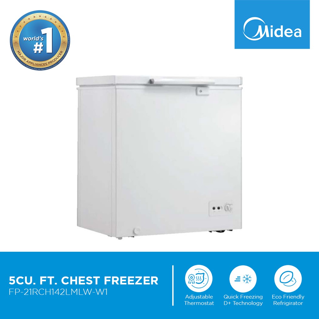 Midea Chest Freezer 5 Cu. Ft. with LED Lamp, R600a Refrigerant and