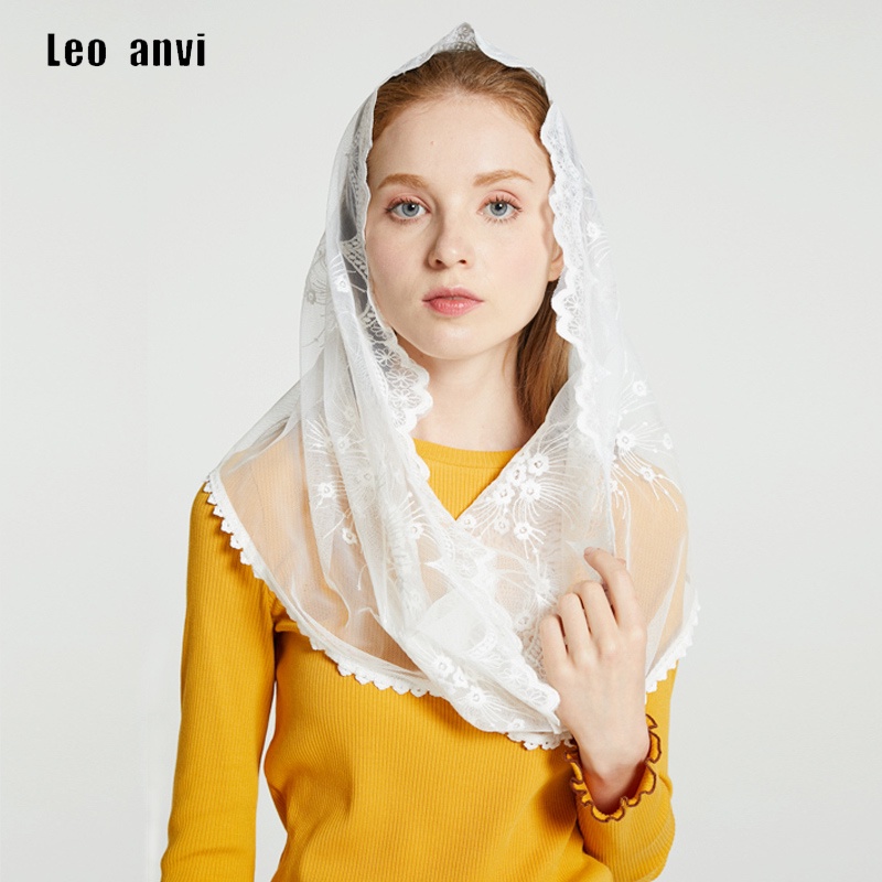 Leo anvi White black church veil traditional catholic orthodox veils