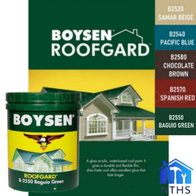 COD! BOYSEN ROOFGARD Paint 4L Spanish Red Chocolate Brown Baguio Green