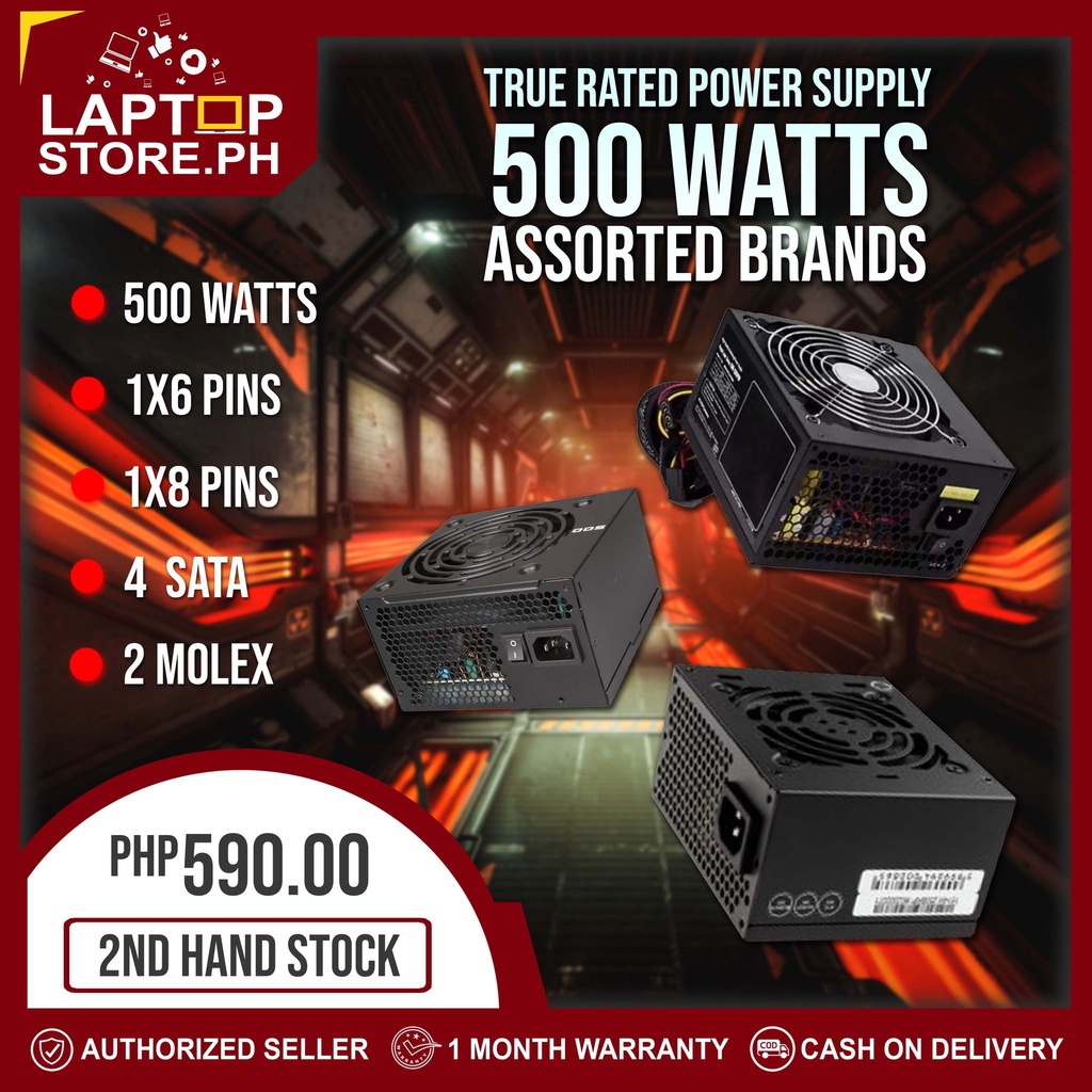 True Rated PSU 500watts Black Assorted Brands Power Supply Shopee